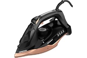 KENWOOD Steam Iron 3000W with XL Scratch Resistant Ceramic Soleplate, 200g Steam Shot, Auto Shut-Off, Anti-Drip, Anti-Calc, Self Clean, Continuous Steam, Steam Burst, Spray Function STP92.000GB Black