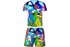 EAST-HAI-BUY Jungen Pyjamas Set Anime Cartoon 3D Kurzarm Anzüge Mädchen Tops Shorts Sport Anzug Kinder T-Shirt Kleidung