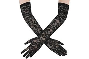 YOLEV Floral Lace Gloves Elbow Long White Gloves for Women Wedding Party 1920s Lace Opera Gloves for Dinner Parties Wedding Bridal Dance Cosplay Halloween