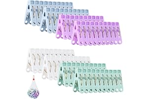 Bohoray 98 Pezzi 4 Colori Mollette per Bucato, Mollette Biancheria Plastica Con Sacchetto di Stoccaggio, Mollette per Bucato Antisegno, Antivento e Antiscivolo Per Vestiti, Calze, Cibo e Foto