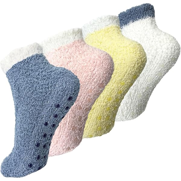 4 Paia Di Calzini Natalizi Antiscivolo Con Pompom In Pile