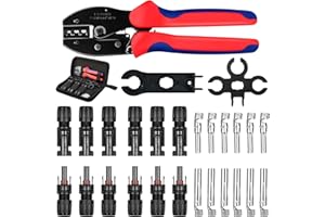 Kohree Solar Crimpzange Werkzeug Set für 2.5/4/6mm² PV Kabel, 6 Paar Männlich/Weiblich Kabelstecker, 1x Solar Crimpzange, 2x Schraubenschlüssel für Solarstecker Kabel Anschluss