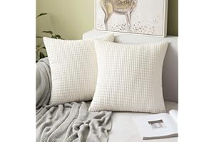 MIULEE Funda Cojin Fundas de Almohada Suave Decorativa Cuadrado Pana Granulado Poliéster para Hogar Sofá Silla Cama Sala de Estar Dormitorio55x55cm 2 Piezas Blanco