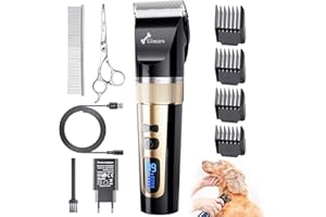 Gimars Inalámbrico Silencioso Maquina Cortar Pelo Perros Profesional, IPX7 Impermeable Cortapelos Perros, Gatos, Maquina Pelar Animales de Pelo Largo