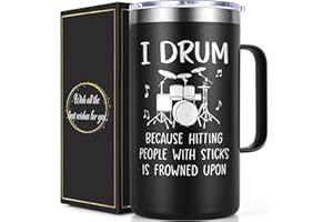 Lifecapido Drummer Gifts for Men, I Drum Because Hitting People with Sticks is Frowned Upon 20oz Insulated Coffee Mug, Christmas Music Lover Musician Drummer Gifts for Drummers Men
