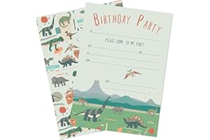 M & G Mustard & Gray Childrens Party Invitations (x12 Invites Only, Dinosaur)
