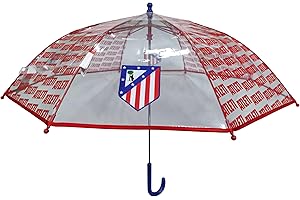 CYPBRANDS Atlético de Madrid- Paraguas, Sombrilla infantil, Umbrella, Diámetro 48 cm, Manual,Transparente, Producto Oficial