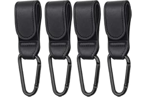 WORUIB Pram Hooks for Bags, 4 Pack Pram Clips, Durable Stroller Bag Hooks, Universal Buggy Clips for Diaper Bags, Shopping Bags, Wheelchairs, Bicycles, Black, 20 * 3cm