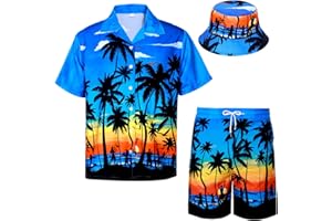 Raveparty Hawaiian Shirt and Shorts Set Mens, Summer Hawaiian Shirts, Hawaii Shirts for Men Seaside Beach Vacation Holiday
