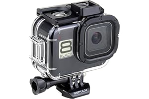 GEPULY Custodia impermeabile da 60 m per GoPro Hero 8 nera, doppia fessura per scarpa fredda, custodia protettiva subacquea per GoPro Hero 8 Black Action Camera