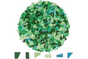 Yazikisa 500g Glas Mosaikfliesen Unregelmäßige Kristall Mosaiksteine Kristallglas Mosaikstücke Glasfliese für Basteln Handgefertigt DIY Blumentöpfe Fotorahmen Vasen Grüne Serie