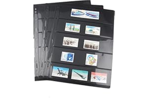 MUROAD Pagine per francobolli per raccoglitori di francobolli, 10 fogli 5S pagine per collezionisti, confezione professionale (5 righe)