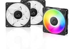 ARCTIC P12 Pro A-RGB (3 Piéces) - Puissant ventilateur premium, Fan PWM 120 mm avec Câble Répartiteur en Y, 600-3000 rpm, 0 rpm <5% PWM, 5V Digital RGB, Palier à dynamiqu fluides, 4 Broches - Noir