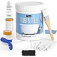 DWIL Tile Paint, Tub and Tile Refinishing Kit 35oz with Tools, Tub Refinishing Kit White Bathtub Paint Water Based &Low Odor, Easy to Use Sink Paint for Bathroom Kitchen, Semi-Gloss Black, 50-55sq.ft