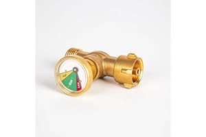 Gazcamp Notschlussarmatur für Propangasflaschen, G12-Anschluss, mit Füllstandanzeige und Leckageprüfung