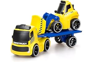 Tooko SilverLit Remote Control Truck with Sound Effects and Trailer with Bulldozer, Preschool Truck - Yellow