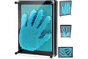 AONUILY Pin Art Toy, 3D Pin Art Impression Toy Blue Pin Art 3d Pin Sculpture for Adults Children Home Office Decoration (12.5 * 9.5 * 5.5CM)