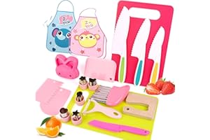 COMIUS SHARP 20 Pièces Kit de Cuisine Enfant Sécurisé, Jouet Cuisine Enfant, Couteaux et Ustensiles pour Découper Fruits & Légumes, Jeu Éducatif 2-6 Ans, Jouet d'Imitation pour Apprendre à Cuisiner