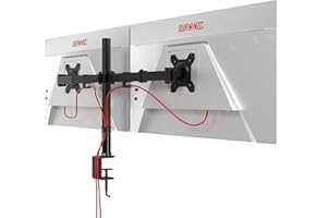 Duronic Dual Monitor Stand DM152 Adjustable 13-27” Monitor Arms with Grommet Converter Ergonomic PC Monitors Mount with Tilt, Swivel & Rotation Home Office Desk Mount for Two Monitors VESA 75 100