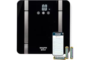Salter Smart Bathroom Scale – Digital Body Weight Scale, Personal Scale, Measures Body Weight, Fat, Water, Muscle Mass, Bone Mass, BMI and BMR, 8 User, Bluetooth/App Connectivity