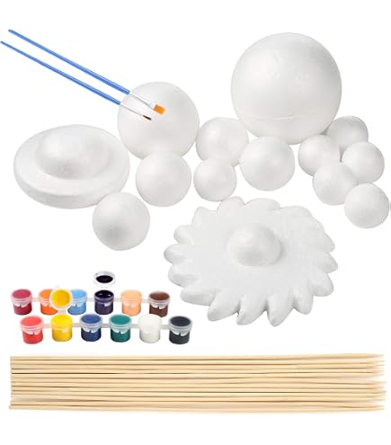 Giyofom Kit Système Solaire – 14 Boules En Mousse + Bâtons – Projet Scolaire Astronomie
