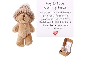 TOYMIS Mini Osito de Peluche, Mini Oso de Peluche Positivo Hecho Mano con Tarjeta Ánimo Juguete Inspirador Apoyo Ideal para Familiares Amigos y Compañeros Trabajo