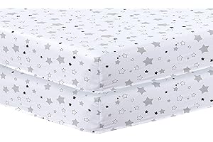 DTEX HOMES 2 x Cot Bed Sheets Super Soft Breathable Polycotton Fitted Sheet 140 x 70 cm (Stars)
