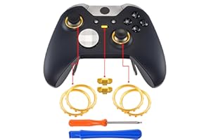 eXtremeRate Thumbstick Tasten Accent Rings Thumb Stick Kreisring Zubehör mit Hebelwerkzeug und Schraubenzieher für Xbox One Elite/Elite Series 2 Controller(Golden)