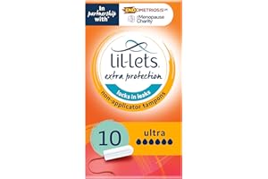 Lil-Lets Non-Applicator Ultra Tampons, 10 Count (Pack of 1), For Extremely Heavy Flow, 6 Droplets, Plant-Based, SmartFit™ Non-App Tampon