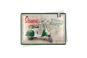 Nostalgic-Art Cartolina in latta retrò 10x14 cm, Vespa - Italian Legend - Idea regalo per gli appassionati di scooter, cartolina in metallo, mini targa in lamiera come biglietto di auguri
