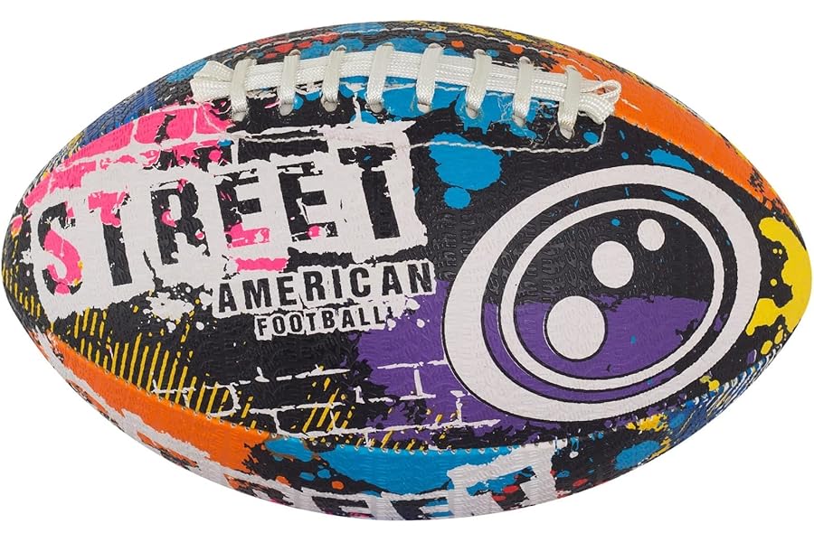 Optimum Street American Football – Durable Rubber Training Ball – Tyre Grip Surface – All-Weather Play and Practice, Multi-Colour
