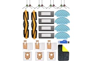 YIVY 26 Kit Ricambi per Ecovacs DEEBOT N10+/N10 Plus, OZMO N8+/N8 Plus/N8 Pro+, Kit di Accessori di Ricambio T8+/T8 Plus/T8 AIVI+/T9+: 2 Spazzole Principali, 8 Spazzole laterali, 4 Filtri HEPA, 6*Sacchetti