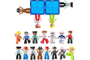 OBAKAER Large Magnetic Figures,15 PCS Community Figures Set, 3 Inches Magnet Play People for Magnet Tiles for Kids Boys Girls Ages 3 4 5 6 7+,Creative Learning Toys Magnetic Building Blocks Expansion Pack