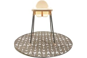 COZYIN BABY 51" Multi-Purpose Waterproof Baby Splat Mat for Under High Chiar and Arts, Portable Play Mat for Toddler, Non-Slip Floor Splash Mat and Table Cloth (Beige Arrow)