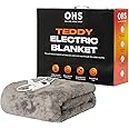 OHS Electric Blanket Teddy Fleece, Sofa Throw Blanket 9 Settings Quick Heat Up & Overheat Protection Double Bed Warmer Over B