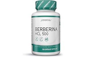 PERPETUAL NUTRITION Berberina 500mg, 120 capsule Vegane ad Alto Dosaggio di Pura Berberina. Funzione Cardiovascolare e Depurativa, Regola il Transito Intestinale e la Funzione Digerente Berberina hcl 500 mg per dimagrire
