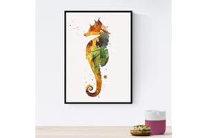 Nacnic Poster Seahorse Watercolor style. Animals sheets watercolor style interior decoration. A4 size