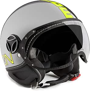 MOMO Design 001015-19 Casco Moto, Grigio Metallo/Giallo, S : Amazon.it:  Auto e Moto