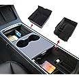 Carwiner Center Console Organizer Tray for 2021-2022 2023 Tesla Model 3/Y Flocked Armrest Drawer Storage Box Interior Accessories
