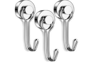 Grtard 3 Pack Magnetic Hooks 25LBS, Neodymium Magnet Hooks for Hanging, Swivel Swing Magnetic Hook Heavy Duty, Magnet with Hooks Strong Magnetic Hooks for Cruise, Kitchen, Camping, Door, Locker
