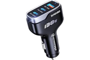 SUNDAREE Auto Ladegerät USB C 100W,138W 3 Port 12V 24V Kfz Handyladegeräte Type C PD QC 3 Fach Schnellladen Zigarettenanzünder Adapter for Samsung A53/Redmi Note 12/iPhone 14/Macbook/Dell XPS/Laptop