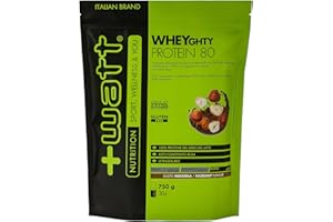 +WATT Wheyghty Protein 80 - Integratore a Base di Proteine del Latte all'80% - Formato: 750 g Doypack - Gusto: Nocciola