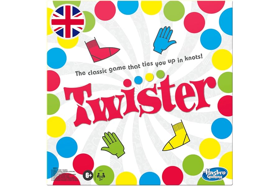 Hasbro Gaming Twister Game, Family and Kids Party Game, Twister Board Game Ages 6 and Up, Indoor and Outdoor Classic Game - English Version