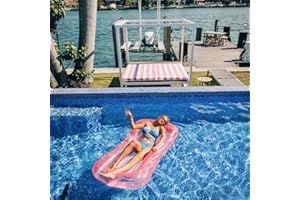 Misomo Pool Chaise Longue Miami Beach, Rose | Dimensions : 170 x 97 cm | Matelas Gonflable Flottant | Gonflé en Moins de 2 Minutes | avec Porte-gobelet | Accessoire de Piscine