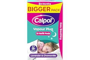 Calpol Vapour Plug Refills XL 10 Count (Pack of 1), Lavender & Chamomile, Helps with Clear and Easy Breathing, Vapour Plug In & Nightlight Refill Pads for Soothing 8 Hour Night-Time, 3+ Months