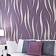 YangYun Home Decoration Modern Simple Stylish 3D Stereoscopic Wave Stripes TV Background Living Room Non-Woven Wallpaper Purple Color 0.53m(1.73'W) x 10m(32.8'L)=5.3m2 (57sq.ft)