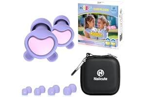 NAIICUTE Kids Ear Plugs (6-12 yrs) -Reusable Noise Sensitivity Earplugs for Focus, Travel, Concerts, Socializing, Sports Events, Sleep, 8 Tips in XS/S/M/L -26dB Sound Proof Children Hearing Protection, PLPK