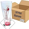 Roxley Budweiser Pints Glasses X24 Original Nucleated Lager Pint Glass Glasses 67 cl