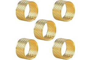 Jitnga 5 Stück Rutschfest Kupfer Fingerhut Nähen Fingerhut Verdicktes Fingerhut Ring Nähwerkzeug Kit, Quilten Fingerhut Zum Handnähen Und Handarbeiten (Gold)