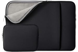RAINYEAR MAKE LIFE EASIER RAINYEAR Funda para portátil de 13 Pulgadas con Bolsa de Accesorios de Bolsillo para MacBook Air 13 Pulgadas M4 M3 M2 M1, Funda para MacBook Pro de 13,3 y 14 Pulgadas(Negro,Versión Mejorada)